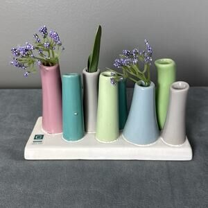 Chive Pooley Tube Bud Vase Modern Art Ceramic Multicolored 7.25" x 2.75" x 4"